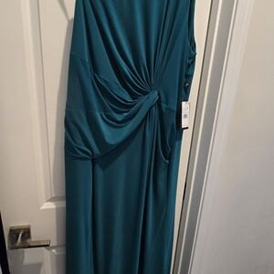 Adrianna Papell One Shoulder Teal Dress